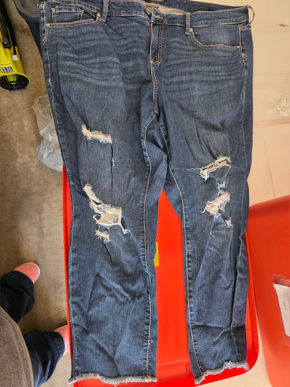 Torrid Distressed Women's Blue Jean Crop Boyfriend Cut- Classic Ripped Denim
